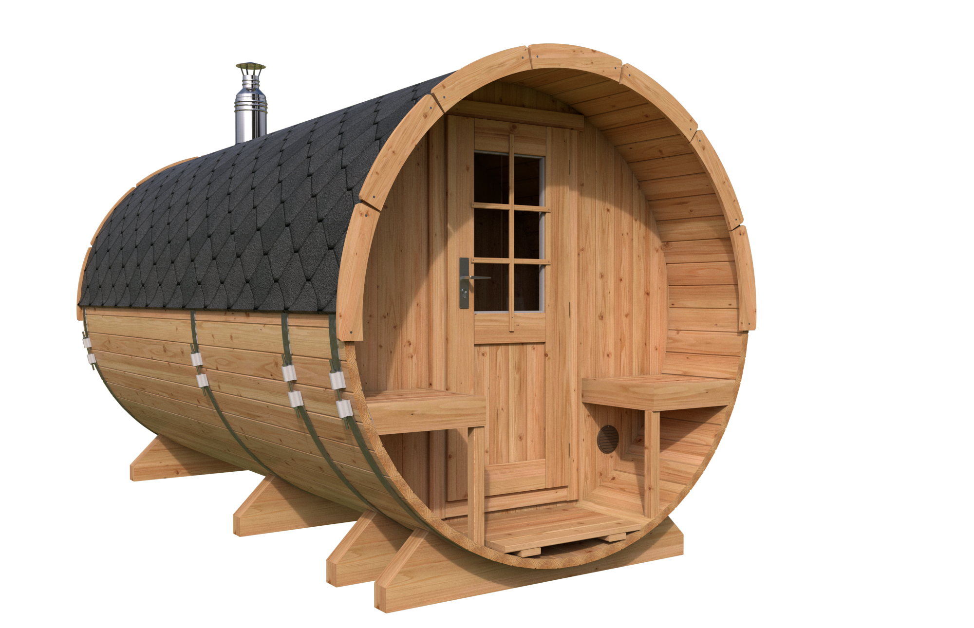 Large barrel sauna with terrace (4m) – Tesler